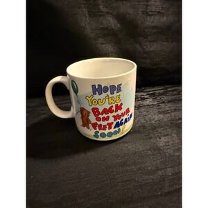 Russ Berrie Get Well Soon Mug Hope You're Back On Your Feet Teddy Bear Cup